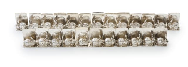 A collection of Egyptian silver place card holders, Cairo, 1992-1996, .900