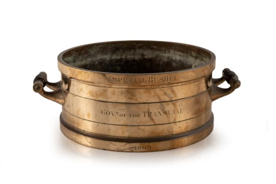 Transvaal Imperial brass bushel, England, 19th century