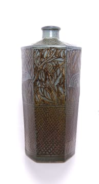 Anton Bosch; Faceted floor vase with guinea fowl