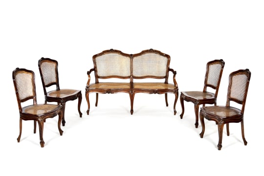 Cape Louis XV style stinkwood and caned five-piece suite, 18th century