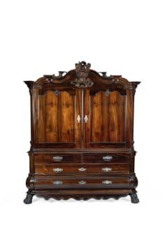 Cape Rococo stinkwood and silver-mounted armoire, 18th century