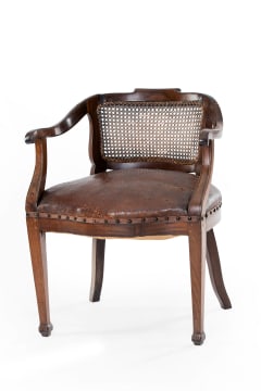 Cape stinkwood and leather-upholstered tub chair, late 18th century