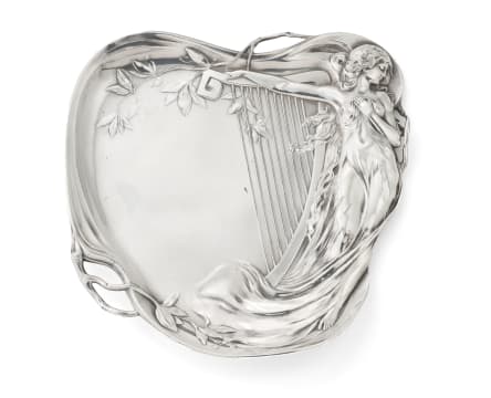 A German Art Nouveau silver-plated plaque, Württembergische Metallwarenfabrik, c.1903-1910