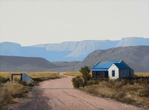Peter Bonney; Road, Cottage and Distant Mountains