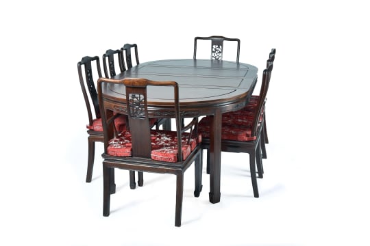 Chinese rosewood nine-piece dining suite, 20th century