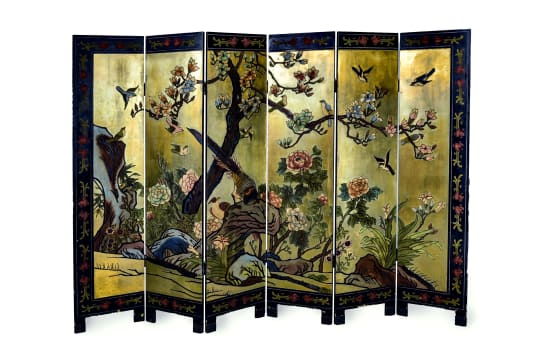 Chinese six-panel reversible folding screen, 20th century