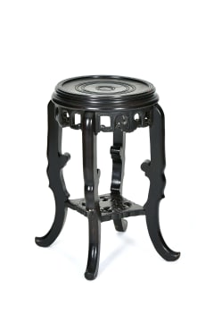 Chinese carved and ebonised hardwood pedestal table, 19th century