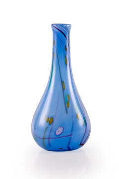 Liz Lacey; Lilac baluster-form glass vase with coloured cane and millefiori inclusions