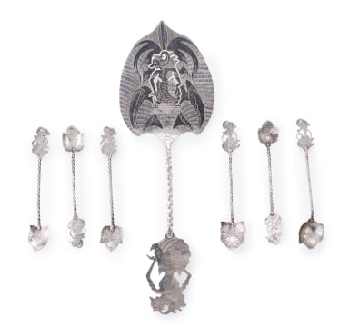 An Indonesian silver dessert set, Yogyakarta, 800 standard, 20th century