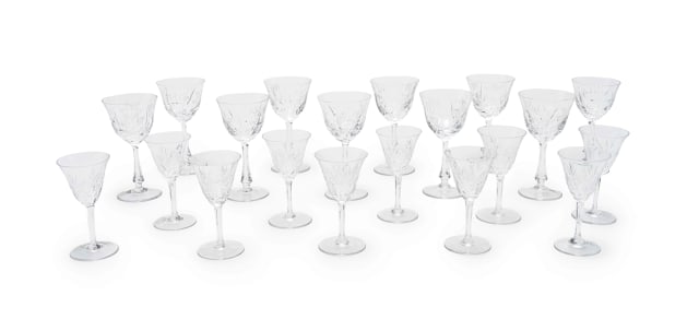 Twenty piece set of cut-glass drinking glasses, 20th century