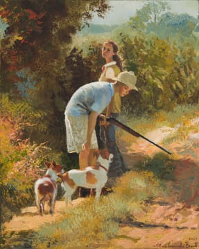 Mari Vermeulen-Breedt; Kinders op Pad Om Duiwe te Jag op, Highveld (Children on Their Way to Go Hunt doves, Highveld)