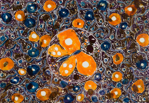 Esias Bosch; Tile decorated with butterfly and floral motif