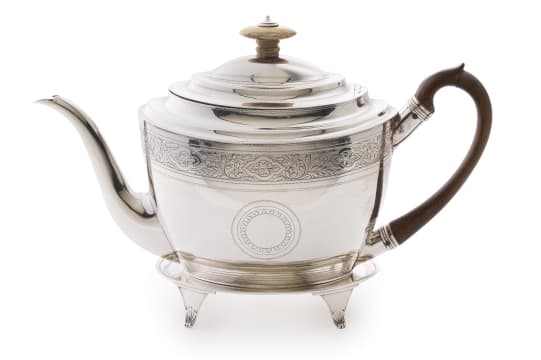A George III silver teapot and stand, Duncan Urquhart & Naphtali Hart, London, 1801