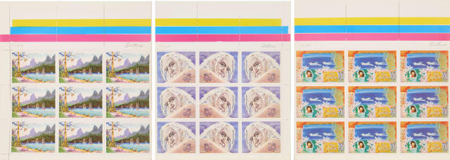 Walter Battiss; Fook Island Postage Stamps, three