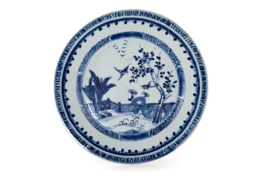 A Chinese blue and white circular dish, Qing Dynasty, 18th century
