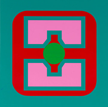 Trevor Coleman; Geometric Abstract in Pink, Red and Green