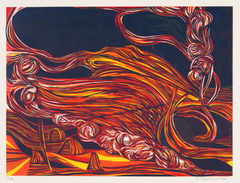 Cecil Skotnes; Veld Fire, from the Ten Landscapes portfolio