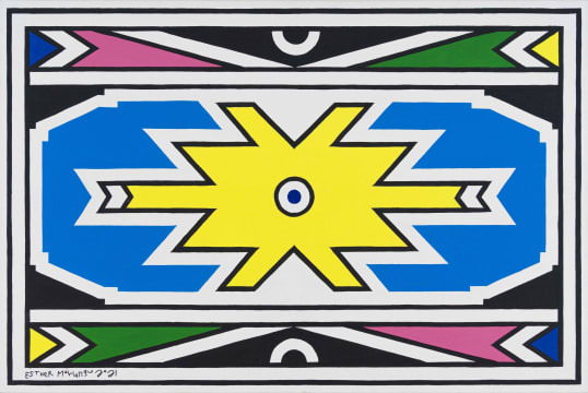 Esther Mahlangu; Ndebele Abstract with Yellow