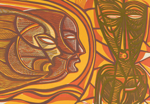 Cecil Skotnes; Two Heads in Profile, from the Man's Gold portfolio