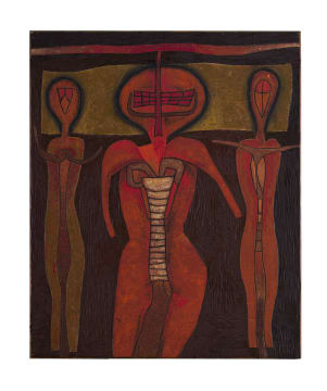 Cecil Skotnes; Untitled (Three Figures in Red)