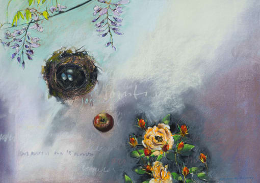 Bird's Nest with Eggs, Apple and Roses