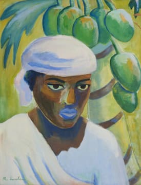 Maggie Laubser; Portrait of Boy under Paw-Paw Tree