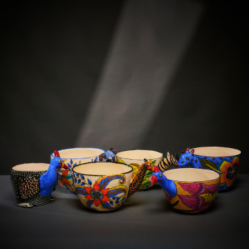 Ardmore Ceramic Studio; Set of six animal bowls