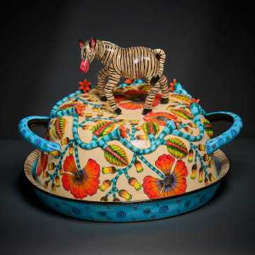 Zebra cloche and dish
