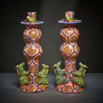 Ardmore Ceramic Studio; Bird and zebra candle holders
