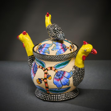 Ardmore Ceramic Studio; Guineafowl sugar bowl