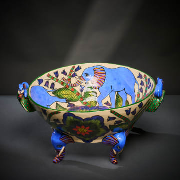 Ardmore Ceramic Studio; Blue elephant bowl