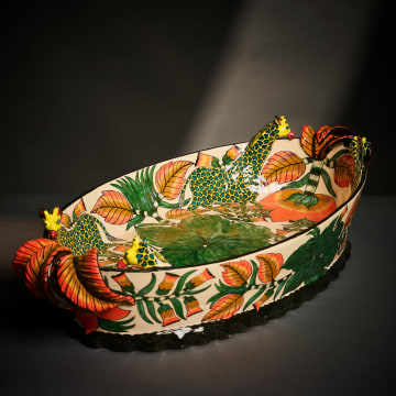 Ardmore Ceramic Studio; Giraffe and flower platter