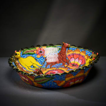 Ardmore Ceramic Studio; Giraffe, rhino and zebra bowl