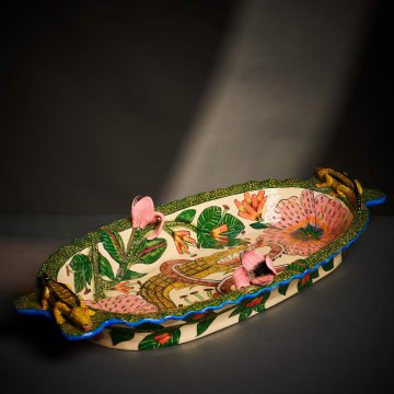 Ardmore Ceramic Studio; Crocodile, serpent and flower platter