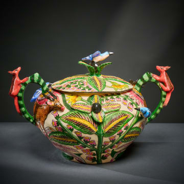 Ardmore Ceramic Studio; Jackal, antelope and bird tureen