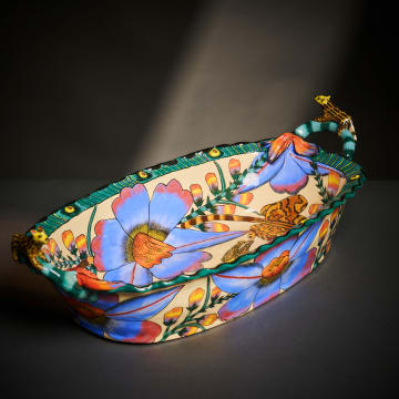 Ardmore Ceramic Studio; Leopard and flower platter