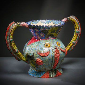 Ardmore Ceramic Studio; Fish vase with handles