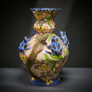 Ardmore Ceramic Studio; Snake and frog vase