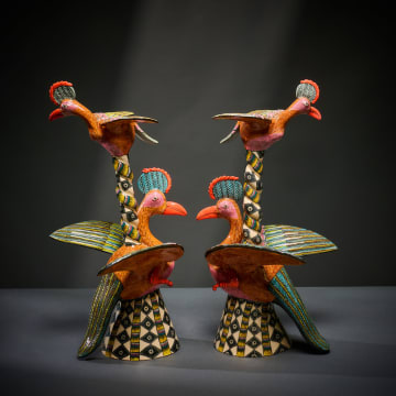Ardmore Ceramic Studio; Pair of bird candlesticks