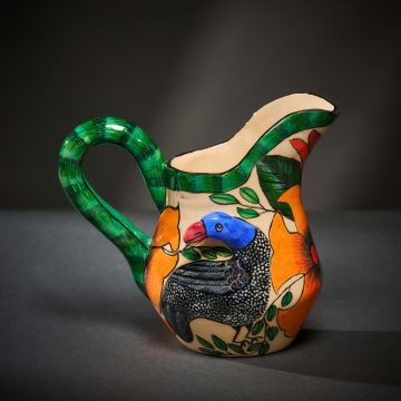 Ardmore Ceramic Studio; Guineafowl and flower milk jug