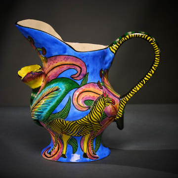 Ardmore Ceramic Studio; Zebra and flower milk jug
