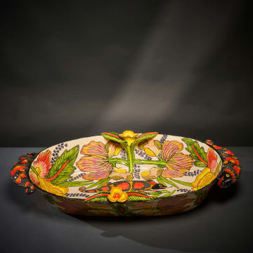 Ardmore Ceramic Studio; Chameleon and flower platter