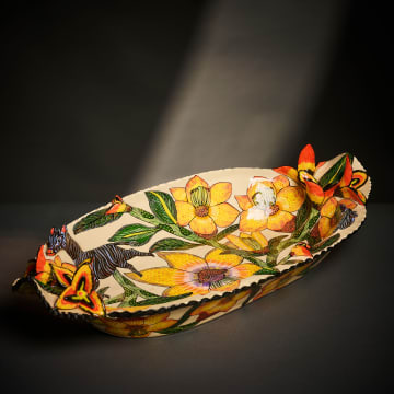 Ardmore Ceramic Studio; Zebra and flower platter