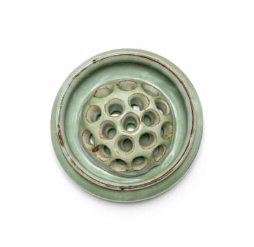 Linn Ware; Dish with flower frog, two