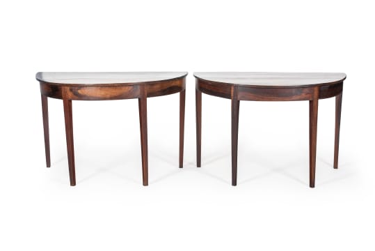Pair of Cape Neo-classical stinkwood demi-lune tables, South Africa, 19th century