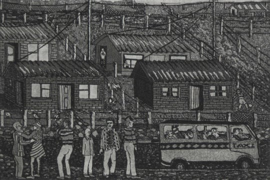 Linga Diko; Untitled (Street Scene with Houses)