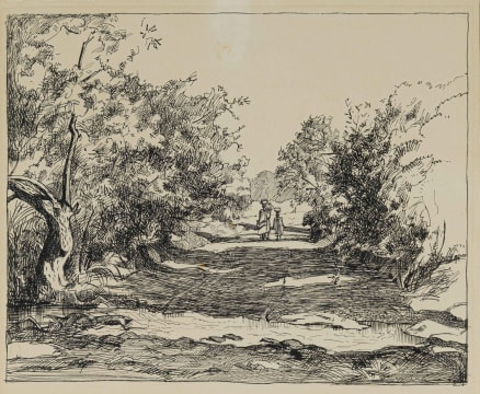 Walter Battiss; Two Figures Walking in a Landscape