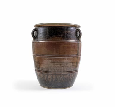 Digby Hoets; Large floor vase with ridged decoration and three lugs