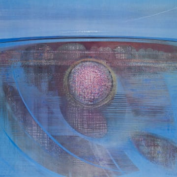 Larry Scully; Untitled (Abstract in Blue with Red Sphere)