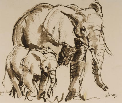 Hennie Niemann Jnr; Elephant Mother and Calf